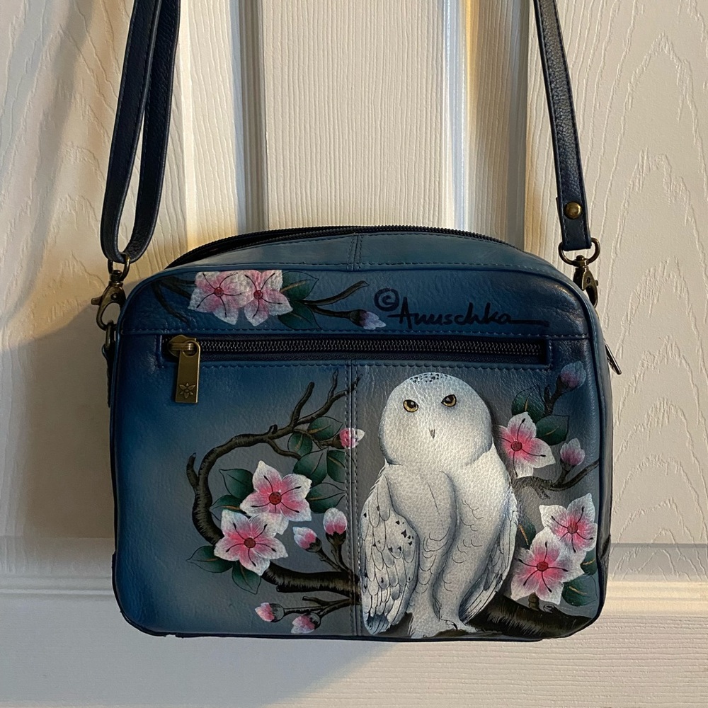 Anuschka Owl Leather Crossbody